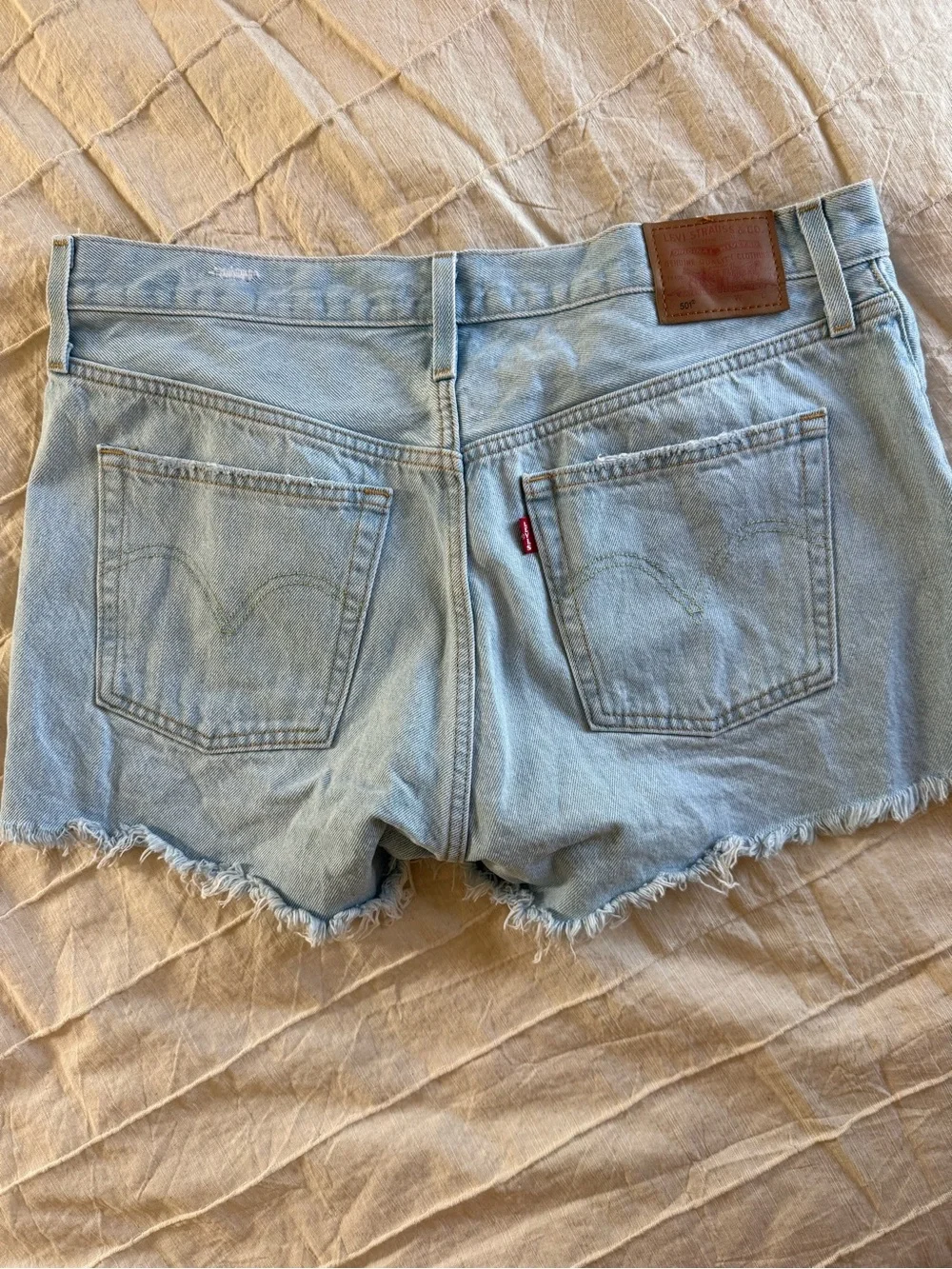 Levi's Light Blue Distressed 501 shorts